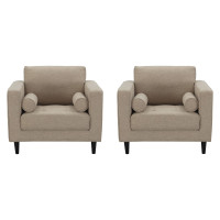 Manhattan Comfort 2-981HL4 Arthur 2-Piece Tan-Brown Tweed Armchairs 